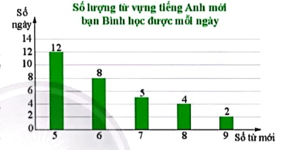 Biểu đồ số lượng từ vựng tiếng Anh mới bạn Bình học được mỗi ngày