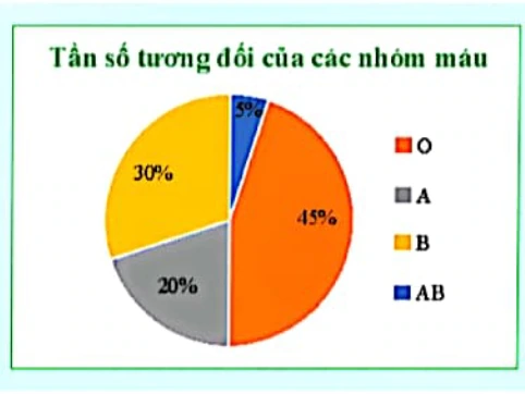 Biểu đồ hình quạt tròn tần số tương đối của các nhóm máu